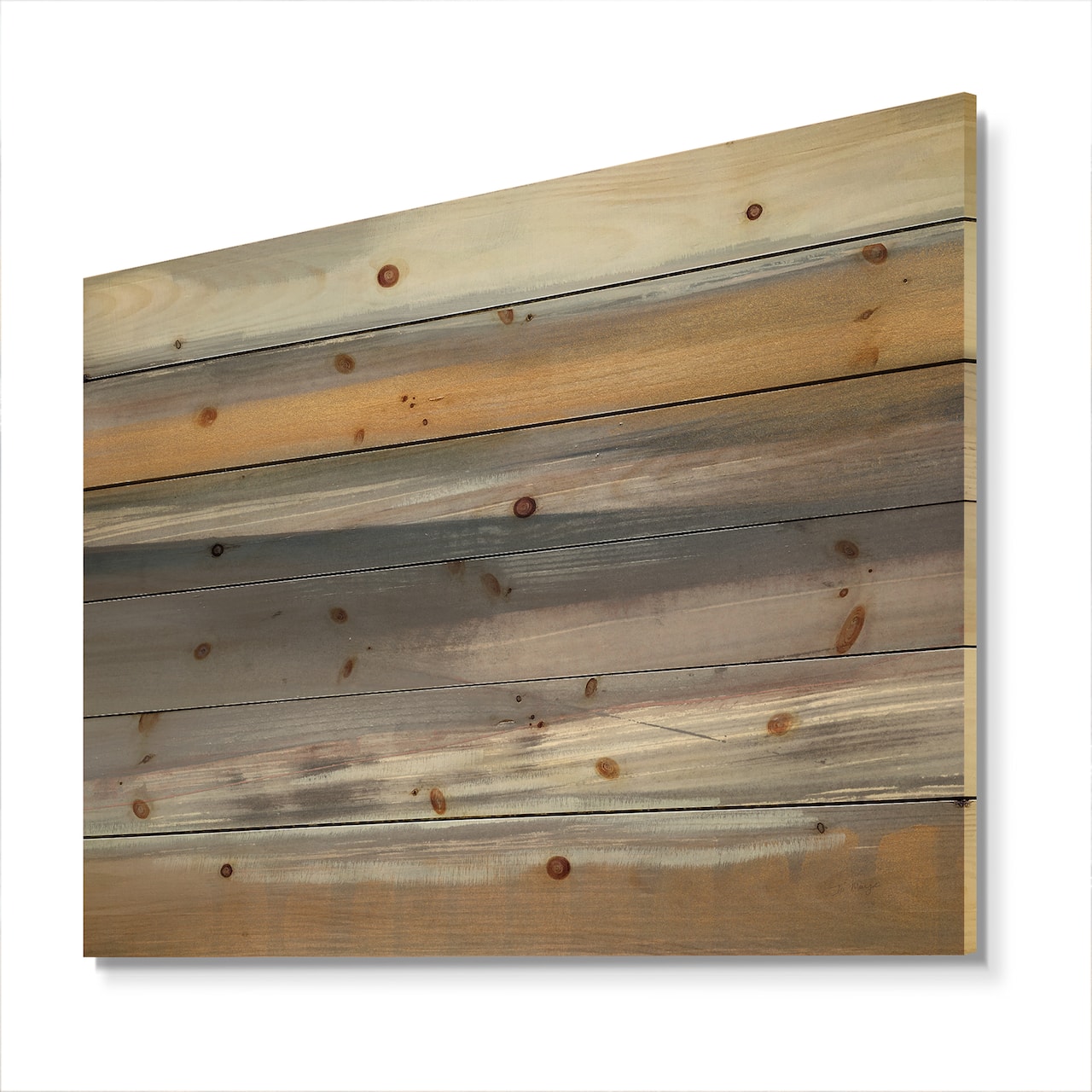 Designart - Misty Grey Beach - Nautical & Coastal Print on Natural Pine Wood